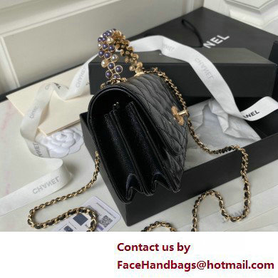 Chanel Shiny Crumpled Lambskin, Imitation Pearls  &  Gold-Tone Metal Clutch with Chain Bag AP3803 Black 2025